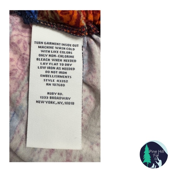 Ruby Rd Top Womens PL Petite Large Striped Beaded Boatneck 3/4 Sleeves Side Tie - Picture 7 of 9